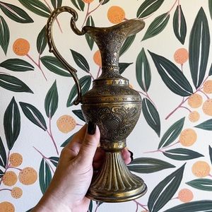Antique Brass Pitcher Made in Italy with gorgeous design throughout